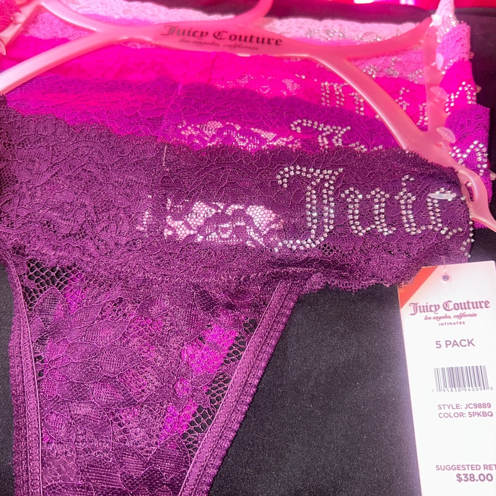 5 pack Juicy Couture Rhinestone Lace Underwear